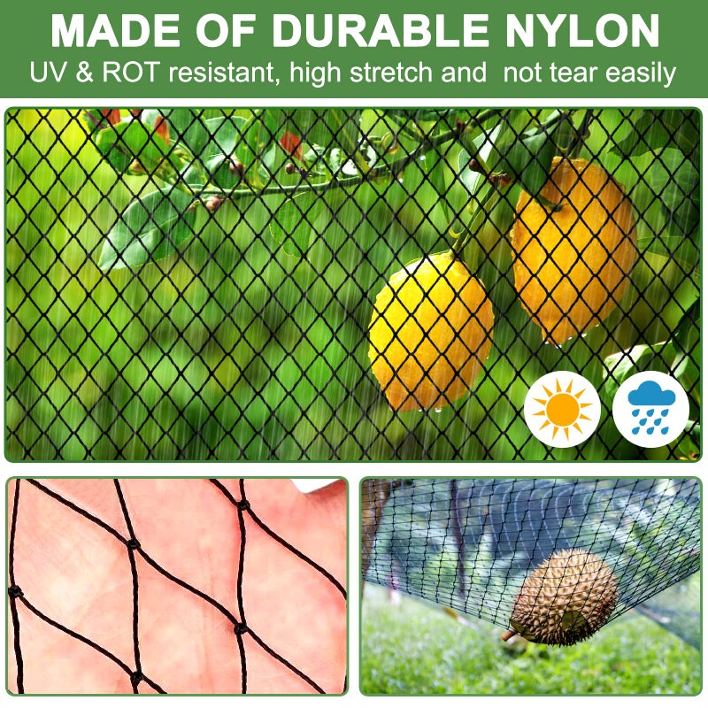 DQS Bird Netting - 50' x 50' Garden Netting with 1' Square Mesh for Chicken, Protect Blueberries, Fruit Trees from Deer, Squirrel for Farm, Orchard - Image 2